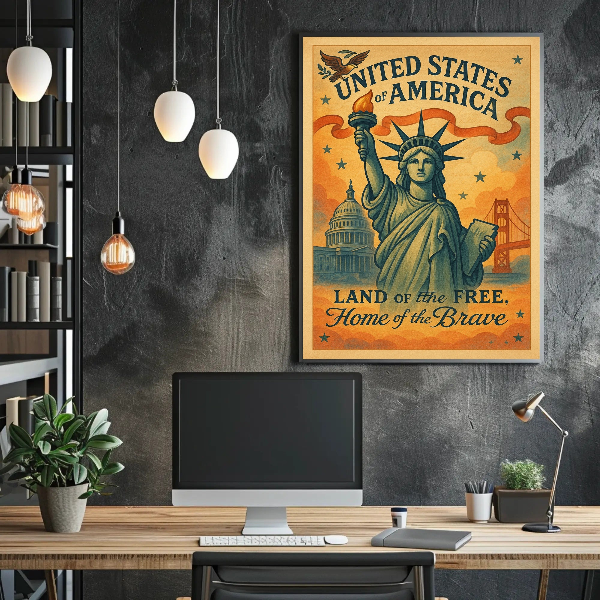 United States of America Land of the Free Poster PosterGoat