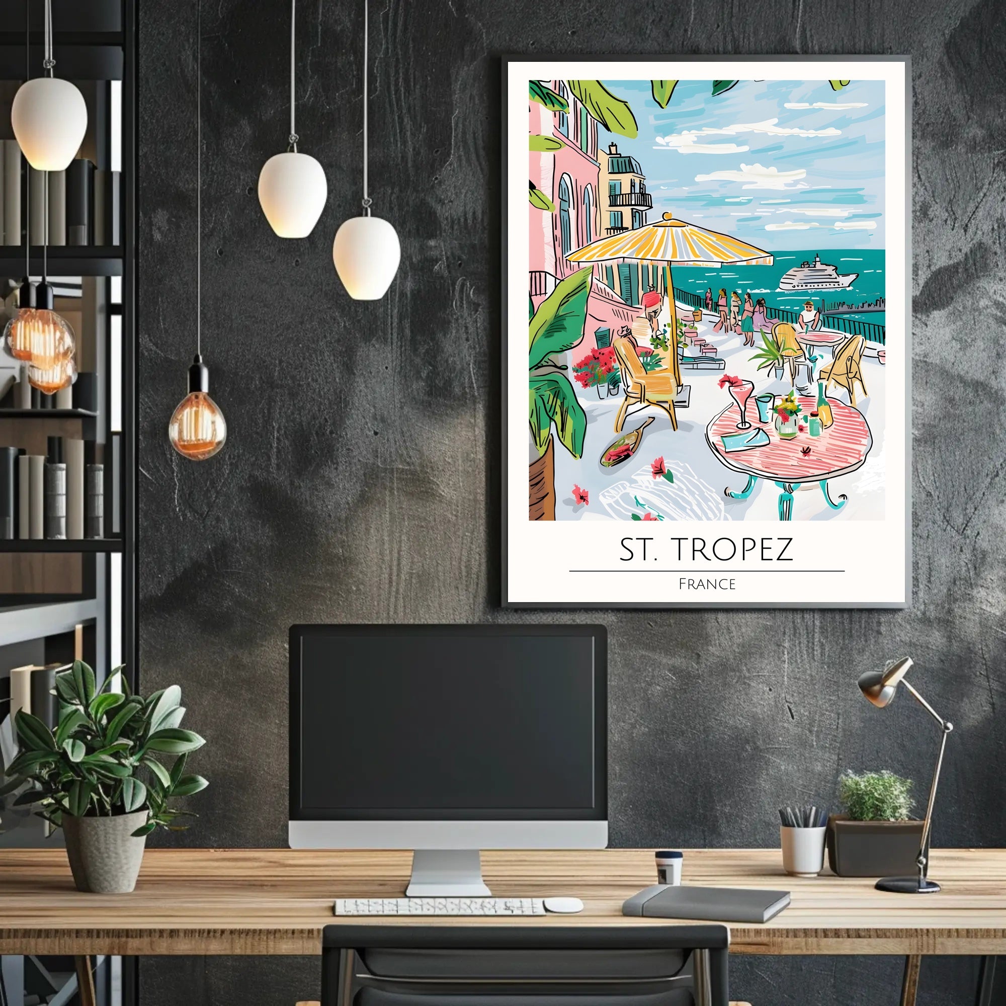 St. Tropez Sunlit Terrace Poster PosterGoat