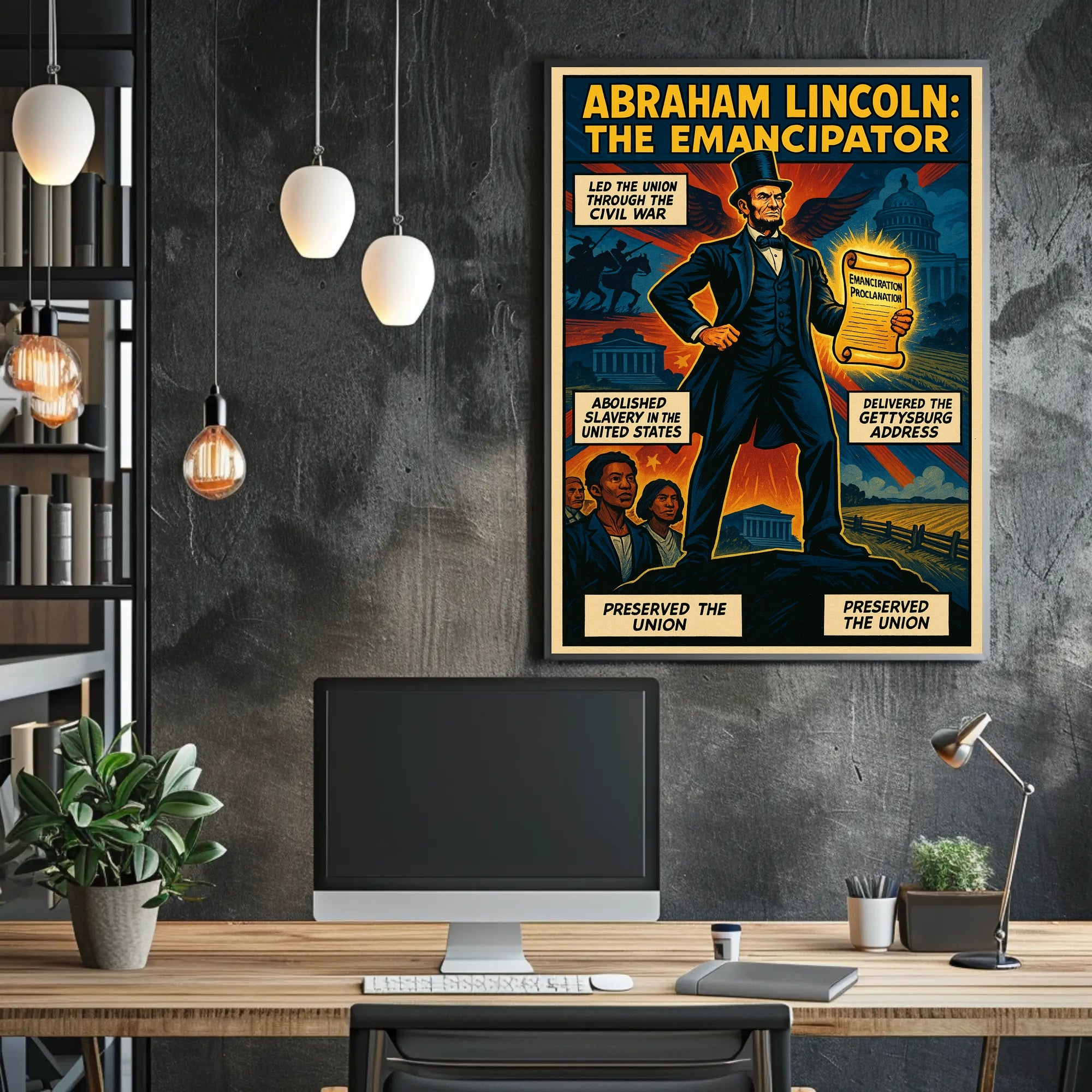 Abraham Lincoln Vintage Presidential Historical Illustration Poster PosterGoat
