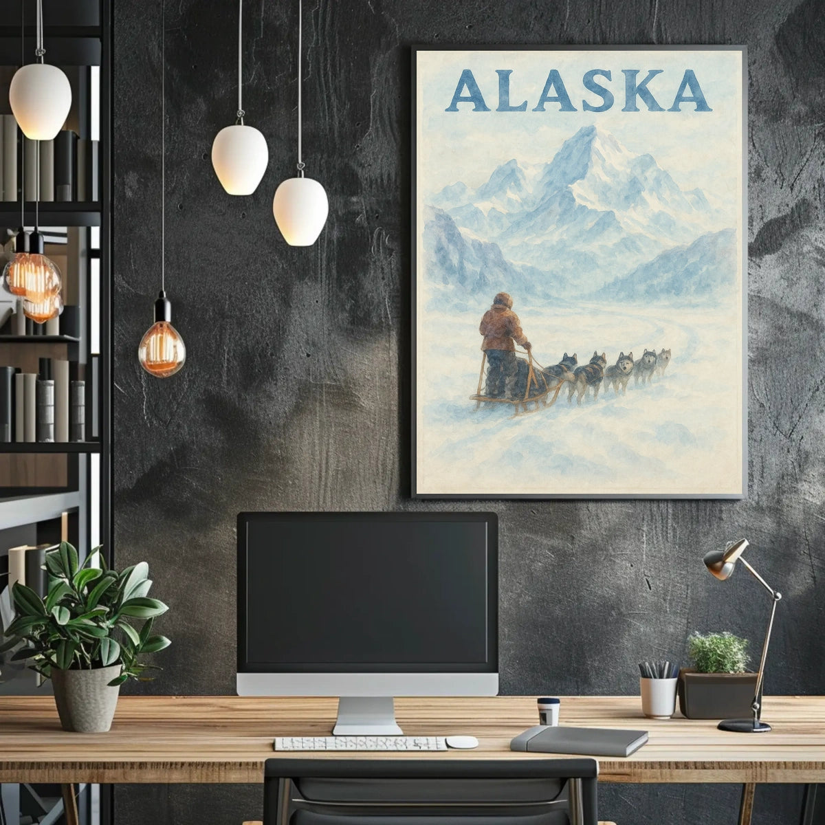 Alaska Dog Sledding Vintage Travel Poster