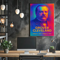 Grover Cleveland 22nd President of the United States Neon Gradient Overlay Poster
