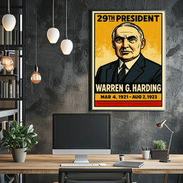 Warren G. Harding 29th President of the United States Inked Comic Style Poster
