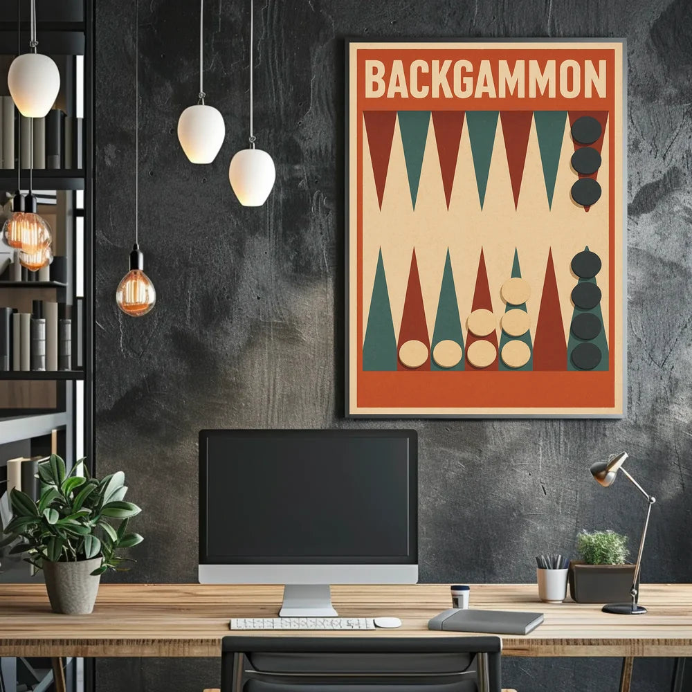 Backgammon Vintage Style Board Game Art Poster