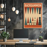 Backgammon Vintage Style Board Game Art Poster