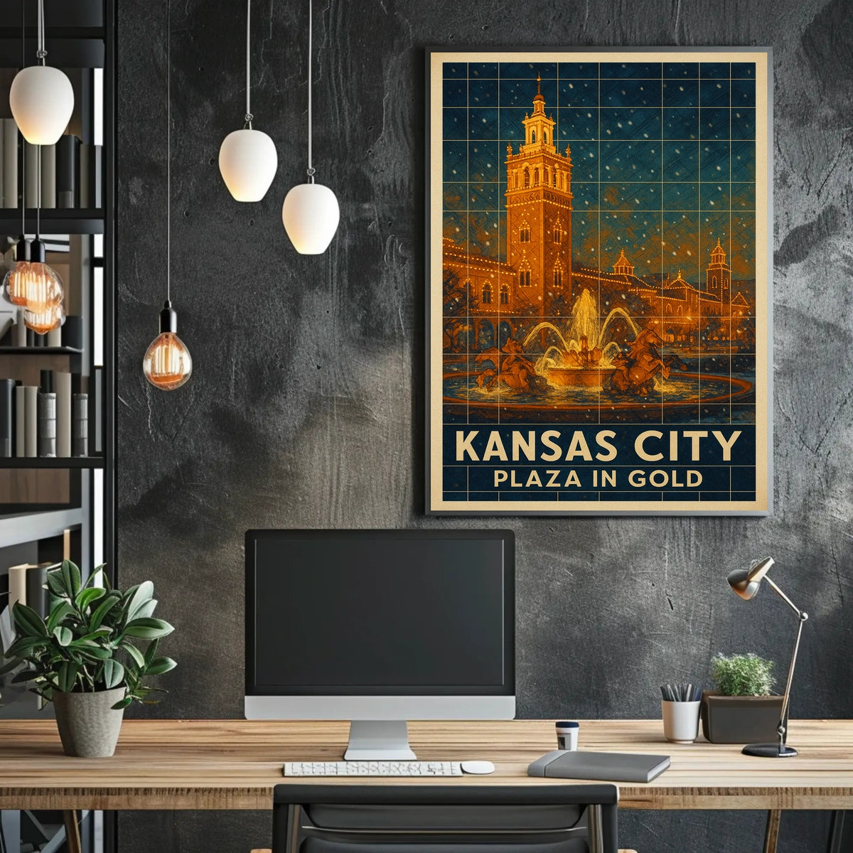 Kansas City Plaza In Gold Poster