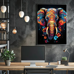 Elephant Art Poster: Vibrant Patterns and Colors