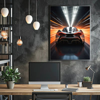 Sleek Modern Sports Car Racing Futuristic Sci-Fi Poster