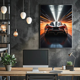 Sleek Modern Sports Car Racing Futuristic Sci-Fi Poster