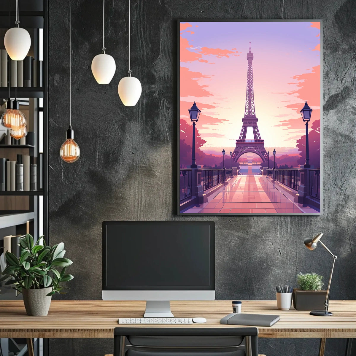 Eiffel Tower Sunset Art Print: Urban or Cityscape Poster