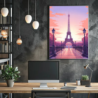 Eiffel Tower Sunset Art Print: Urban or Cityscape Poster