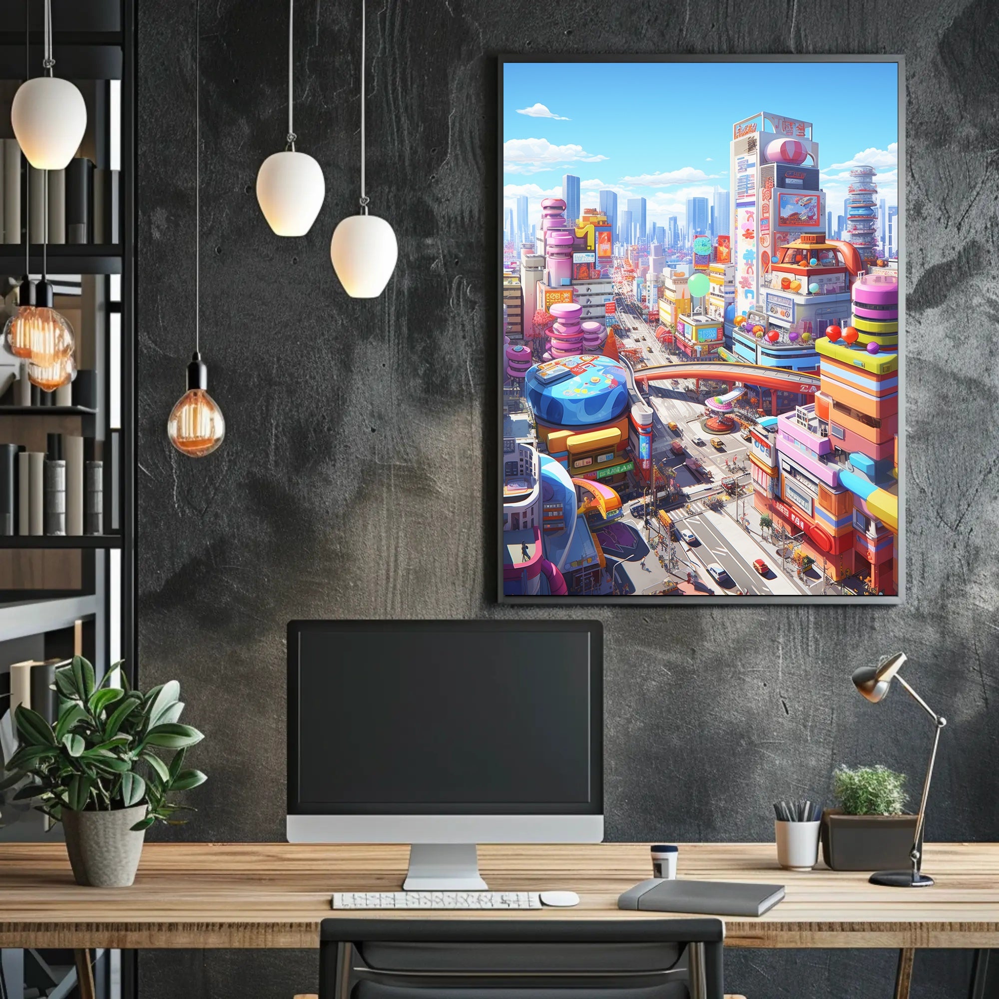 Futuristic Cityscape with Flying Cars Sci-Fi Poster
