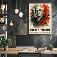 Harry S. Truman Watercolor Historical Presidential Poster