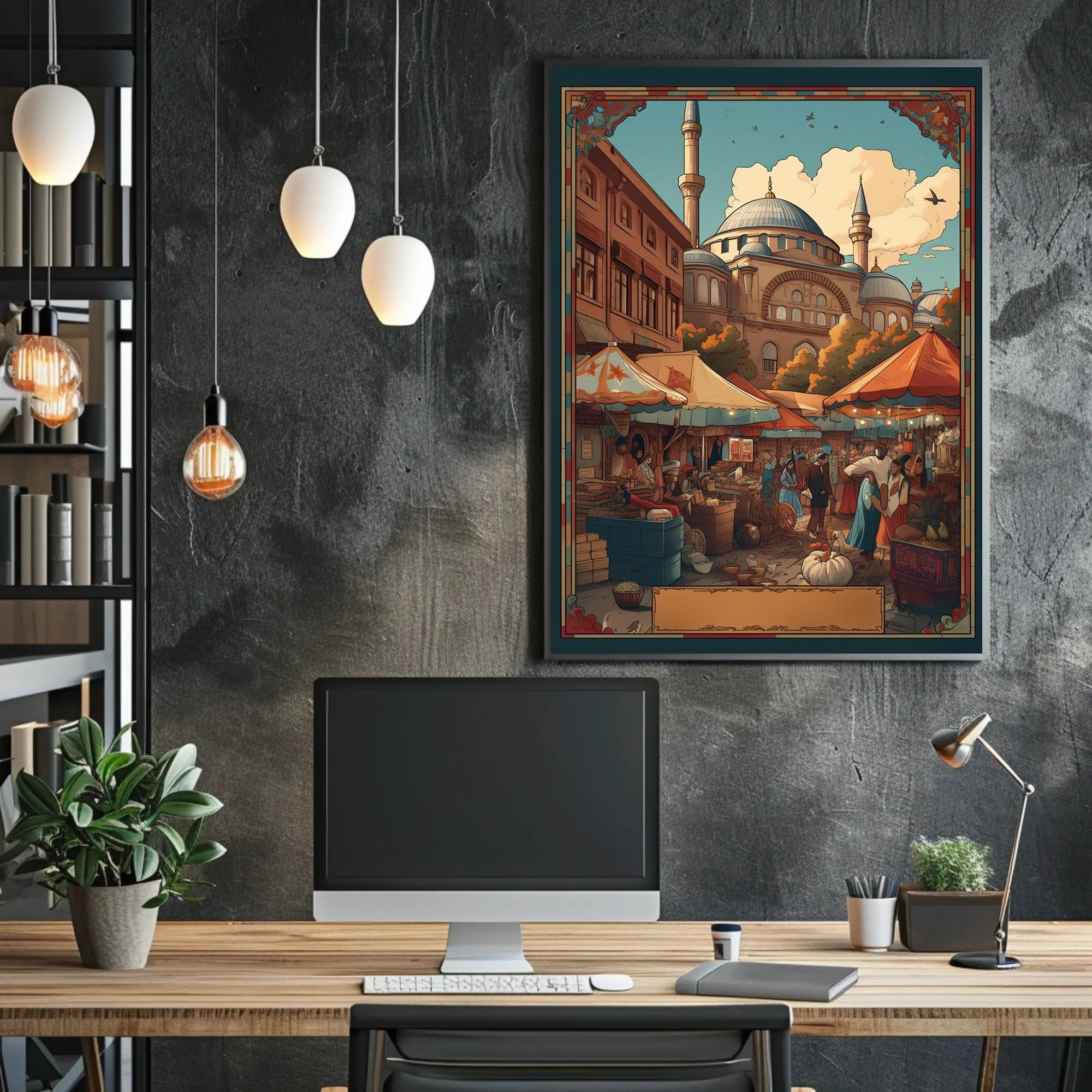 Bustling Market Scene Poster
