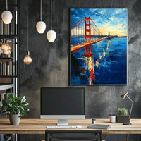 Golden Gate Bridge Sunset Scenic Artwork Home Decor Poster