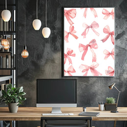 Delicate Pink Bows Watercolor – Abstract or Artistic Poster PosterGoat