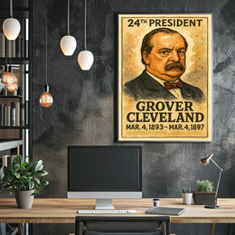 Grover Cleveland 24th President of the United States Exaggerated Cartoon Sketch Poster