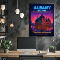 Albany Heritage Sunset City Skyline Poster Vintage Wall Art