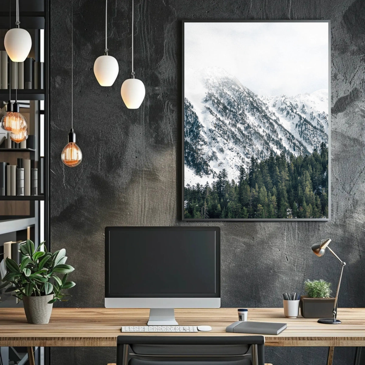 Serene Winter Landscape Photorealistic National Park Poster