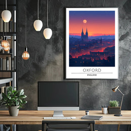 Oxford Skyline Sunset: Urban or Cityscape Poster