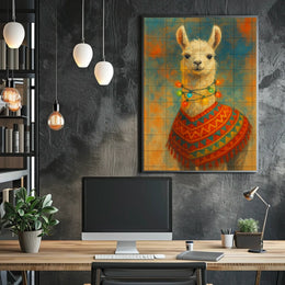 Festive Llama Portrait Poster