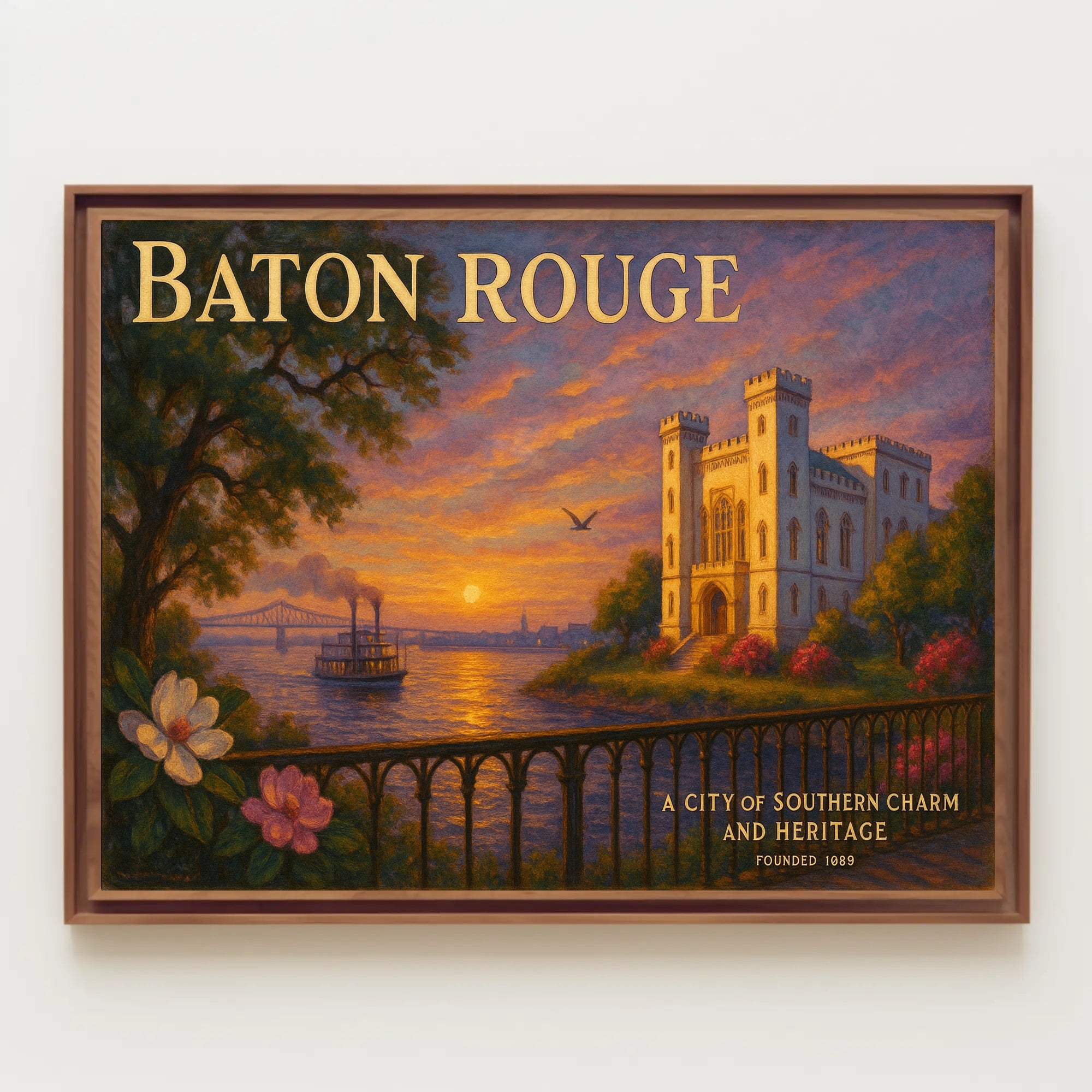 Baton Rouge Southern Charm Travel Poster