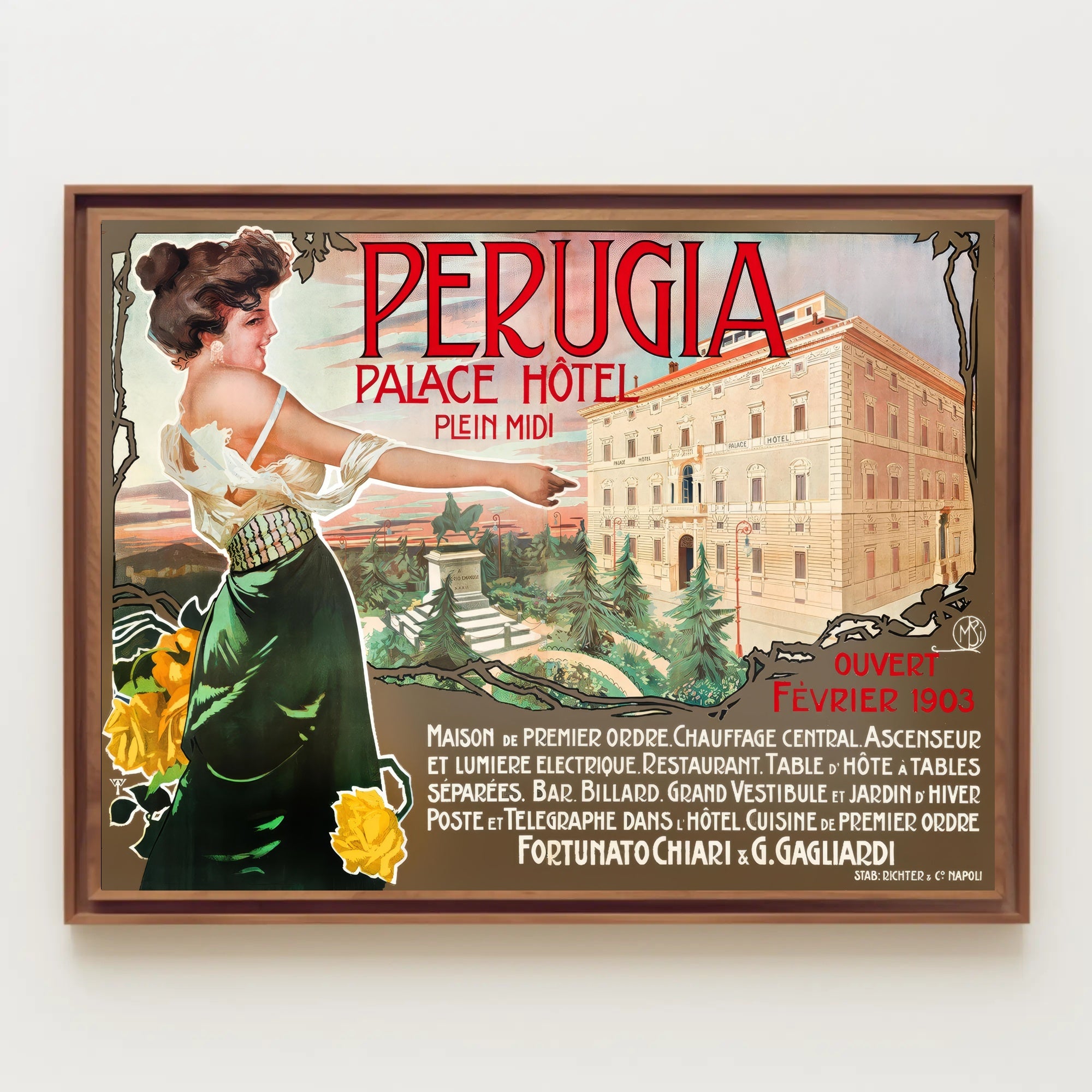 Vintage Perugia Palace Hôtel Poster PosterGoat