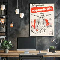 Appendicitis Health Warning Vintage Public Health Campaign Poster PosterGoat