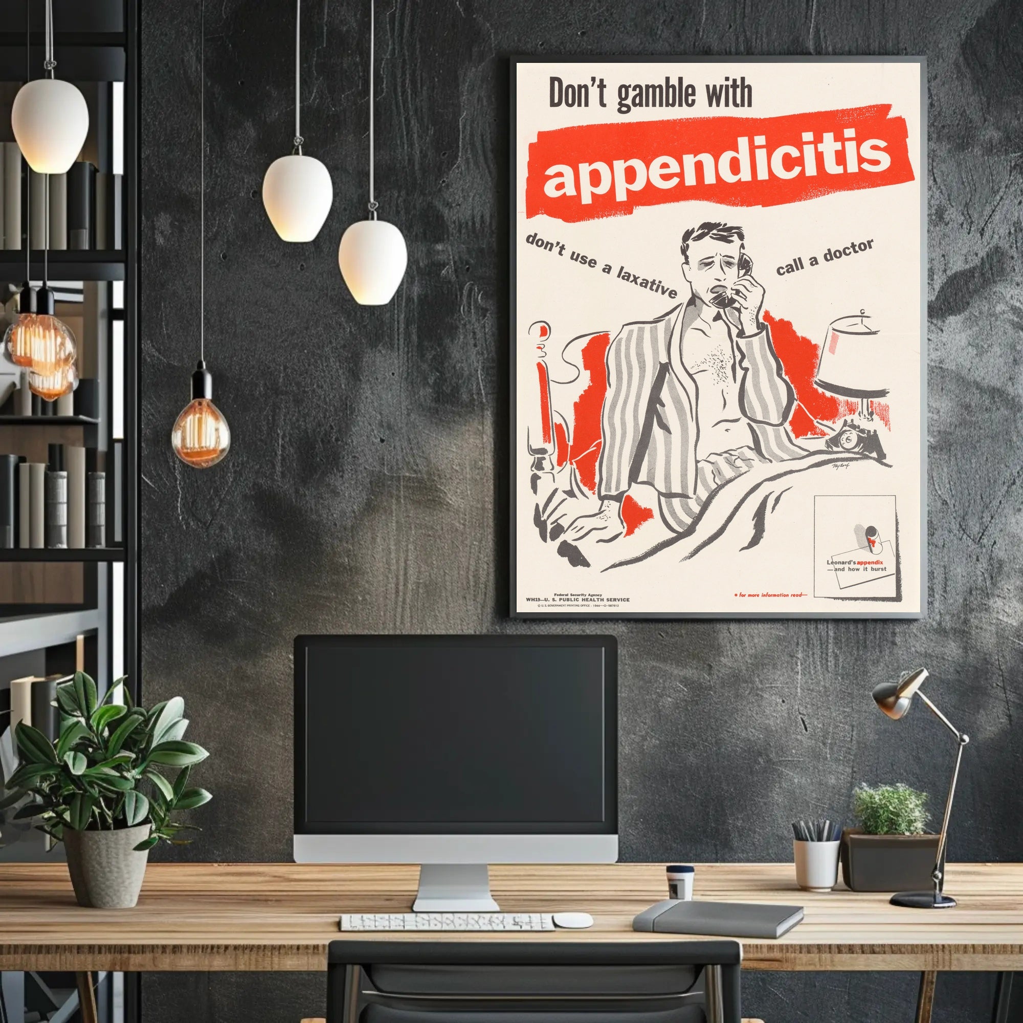 Appendicitis Health Warning Vintage Public Health Campaign Poster PosterGoat