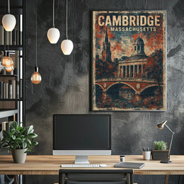 Cambridge Cityscape Travel Realism Collectible Poster