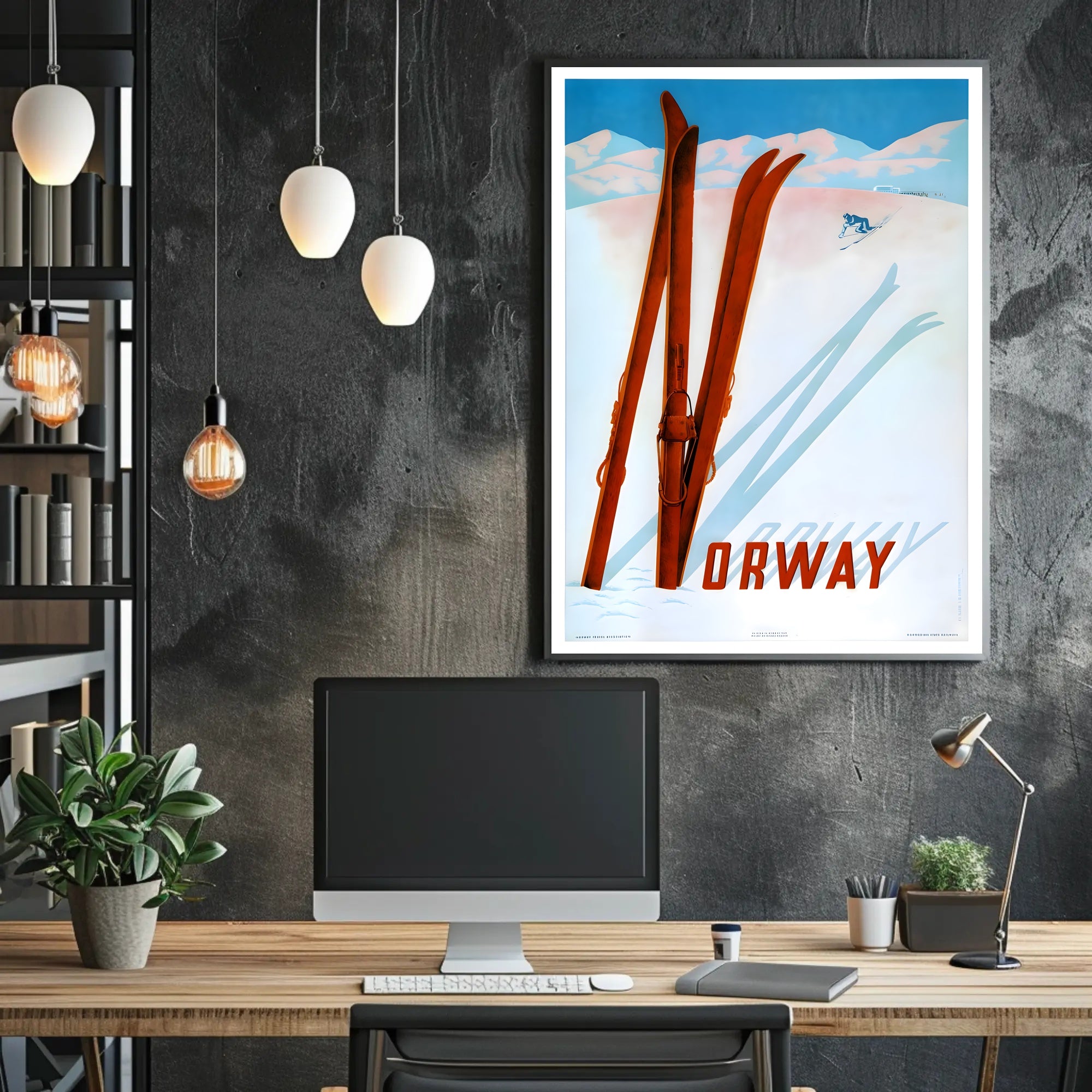Norwegian Winter Ski Adventure Vintage Travel Poster PosterGoat