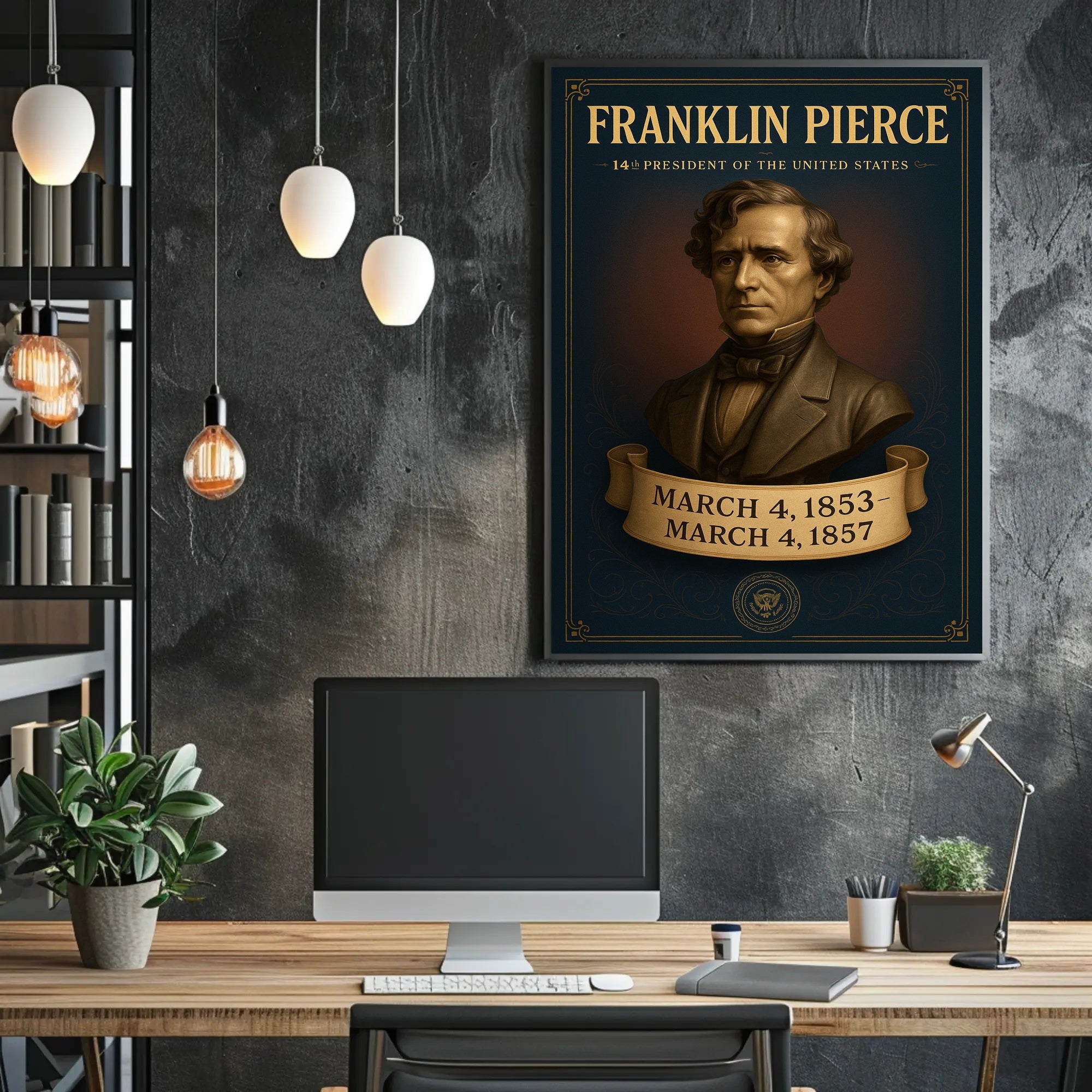 Franklin Pierce vintage presidential portrait poster PosterGoat