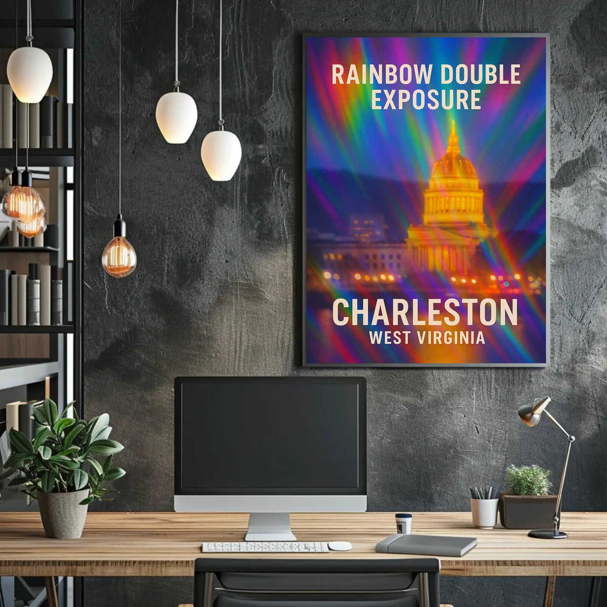 Rainbow Double Exposure Charleston Poster