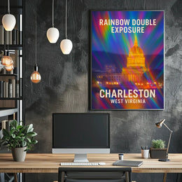 Rainbow Double Exposure Charleston Poster