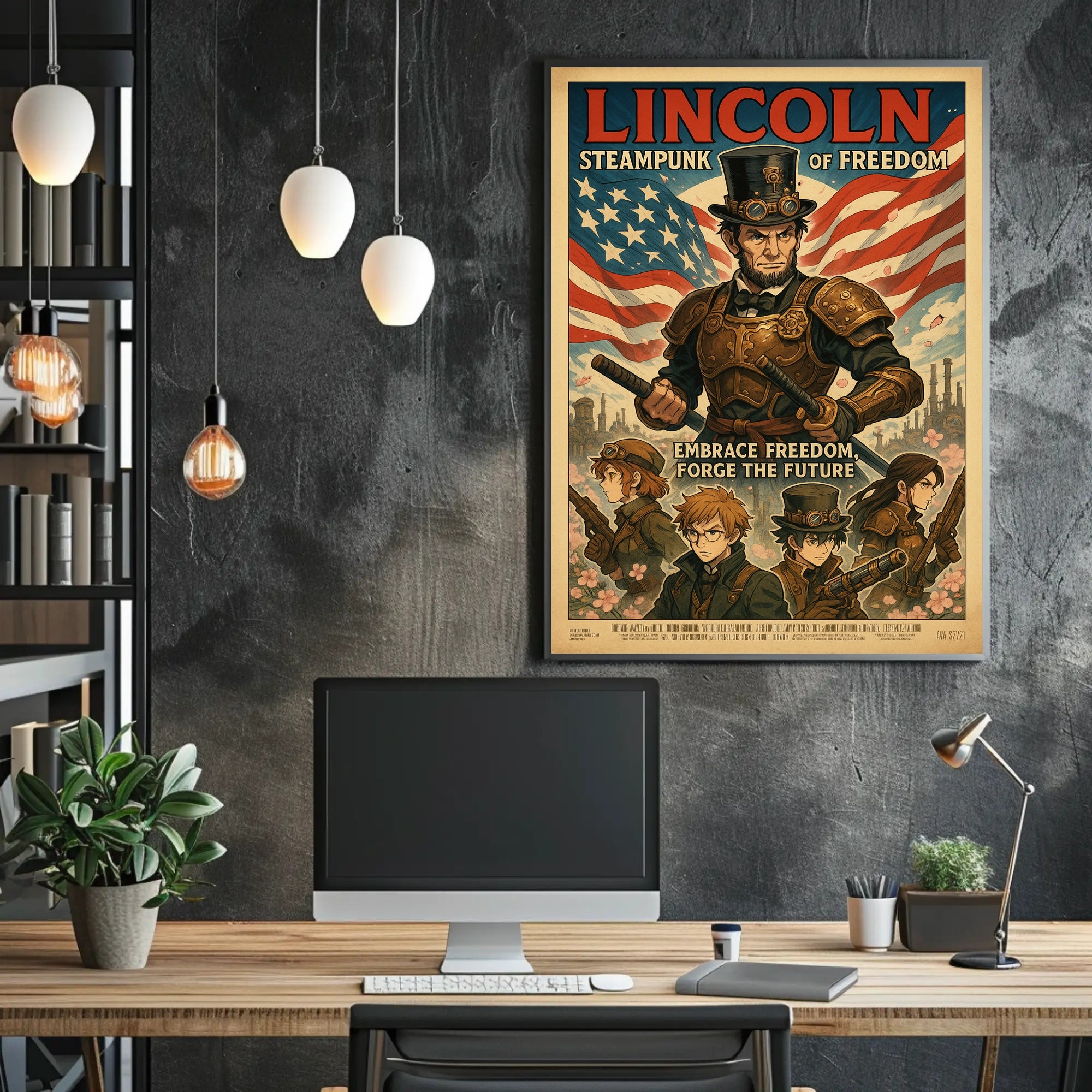 Lincoln Steampunk of Freedom Poster