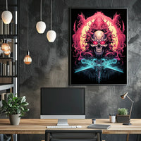 Menacing Skull Artistic Design Abstract Poster