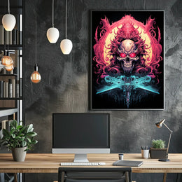 Menacing Skull Artistic Design Abstract Poster