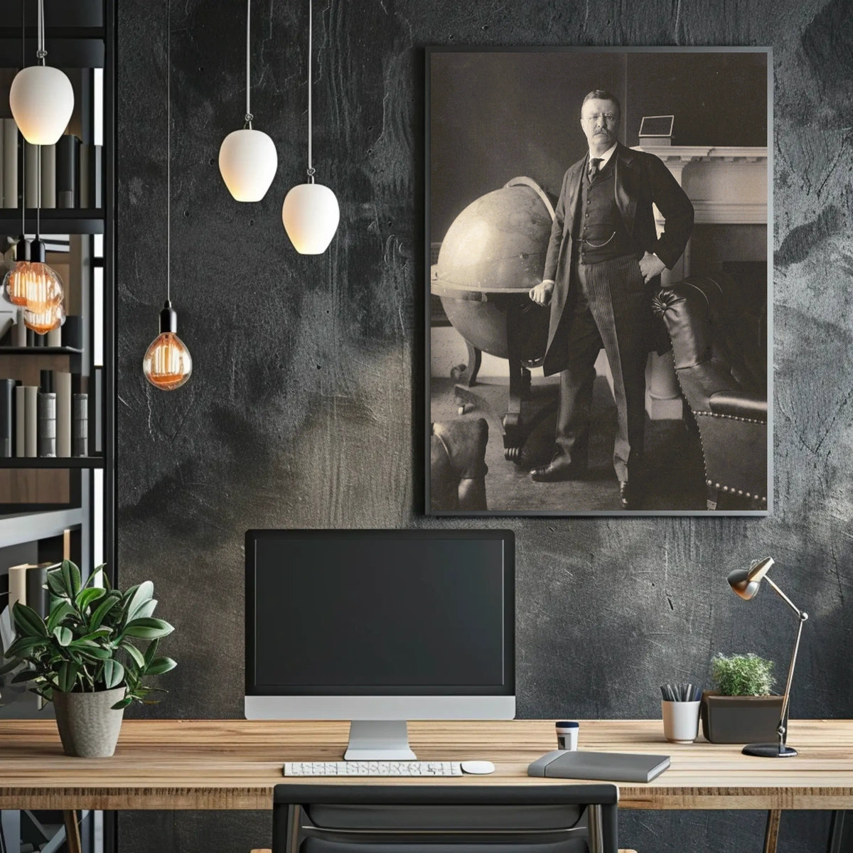Theodore Roosevelt Library Globe Vintage Poster
