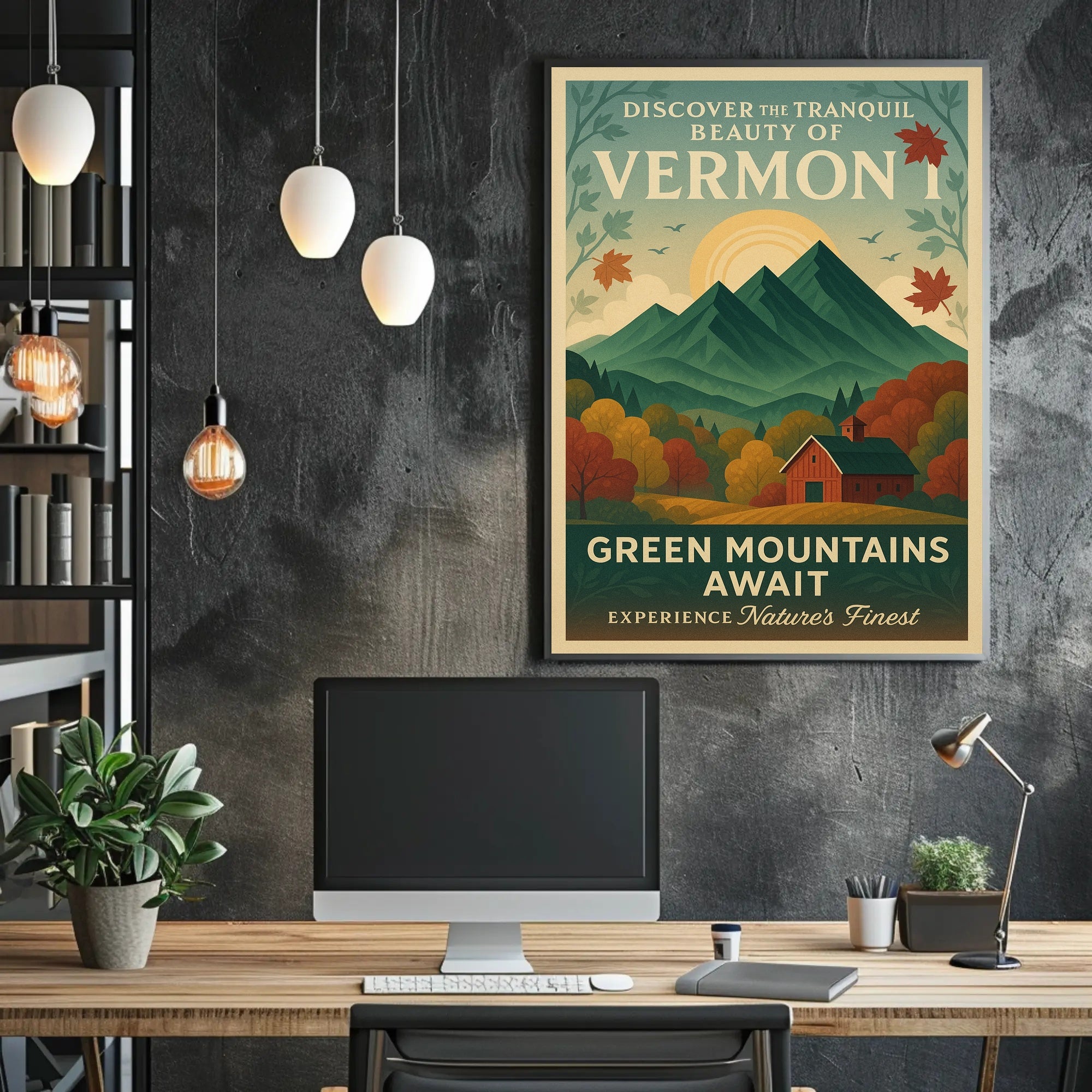 Green Mountains Await Vintage Poster Print