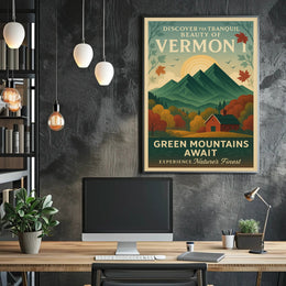 Green Mountains Await Vintage Poster Print