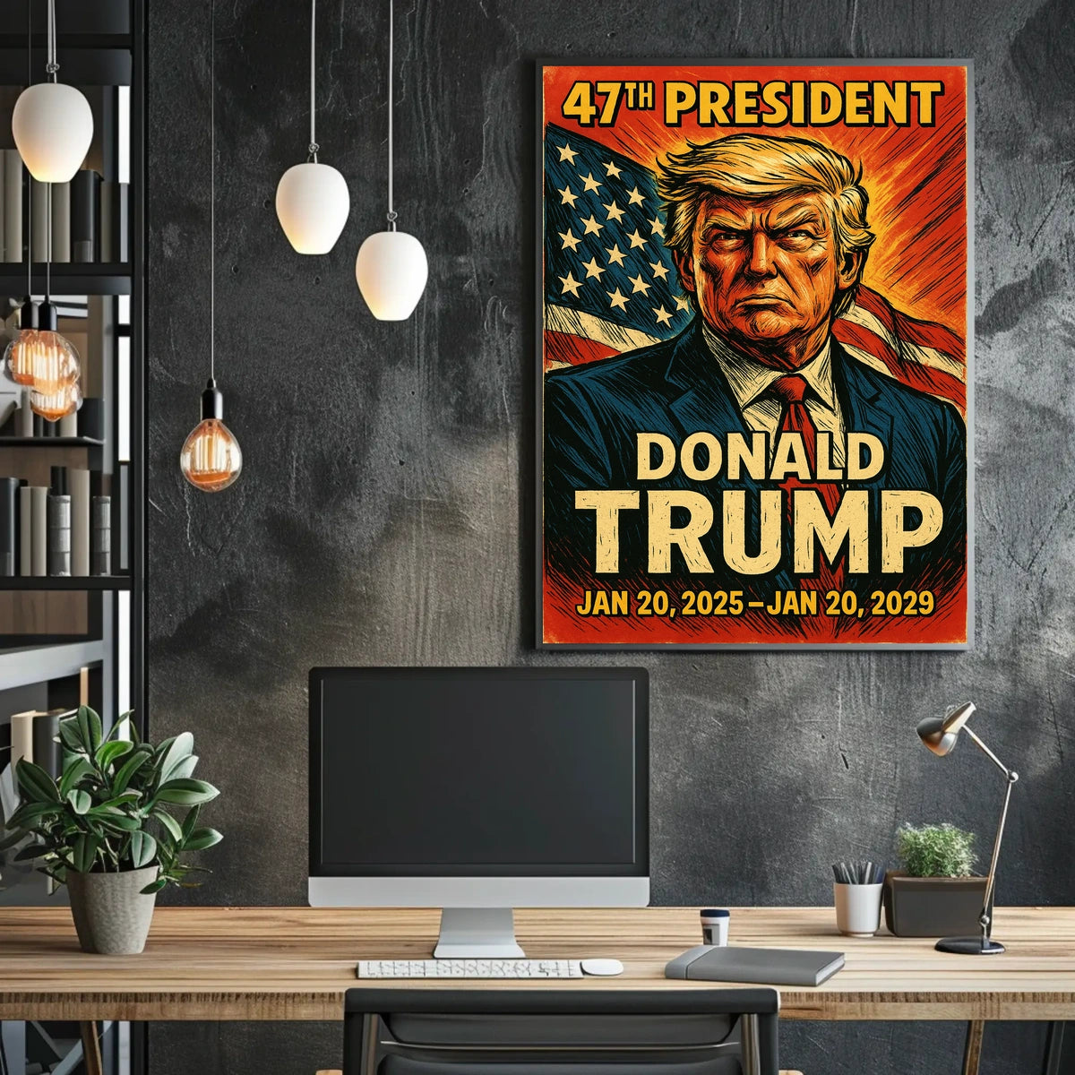 Donald Trump Resolve Patriotic Vintage Line Art Poster