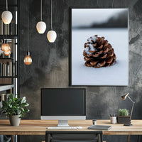 Pine Cone In Snow Poster
