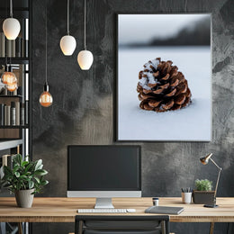 Pine Cone In Snow Poster
