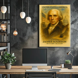 James Madison 4th President of the United States Vintage Watercolor Poster