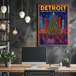 Detroit Light In The City Of Steel Poster