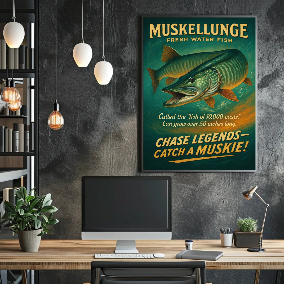 Muskellunge Adventure Vintage Fishing Poster for Anglers
