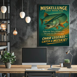 Muskellunge Adventure Vintage Fishing Poster for Anglers