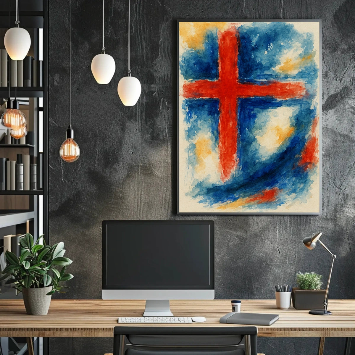 Abstract Cross In Watercolor Abstract Poster