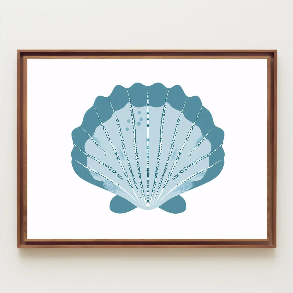 Stylized Blue Seashell Minimalist Art Poster