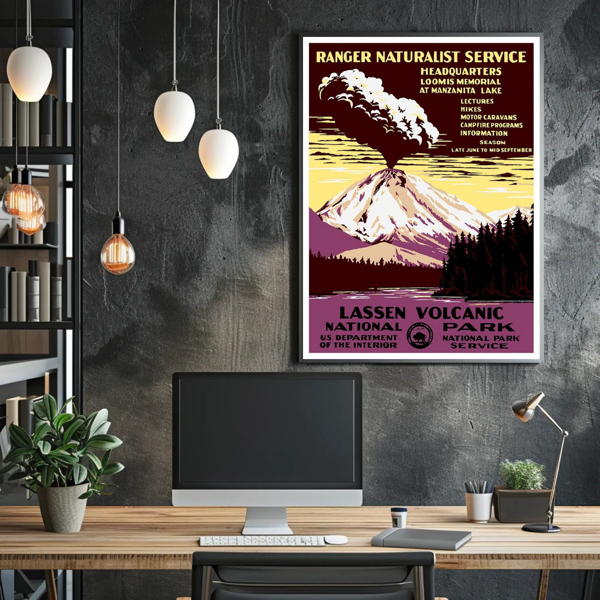 Lassen Volcanic National Park Scenic Travel Poster Print
