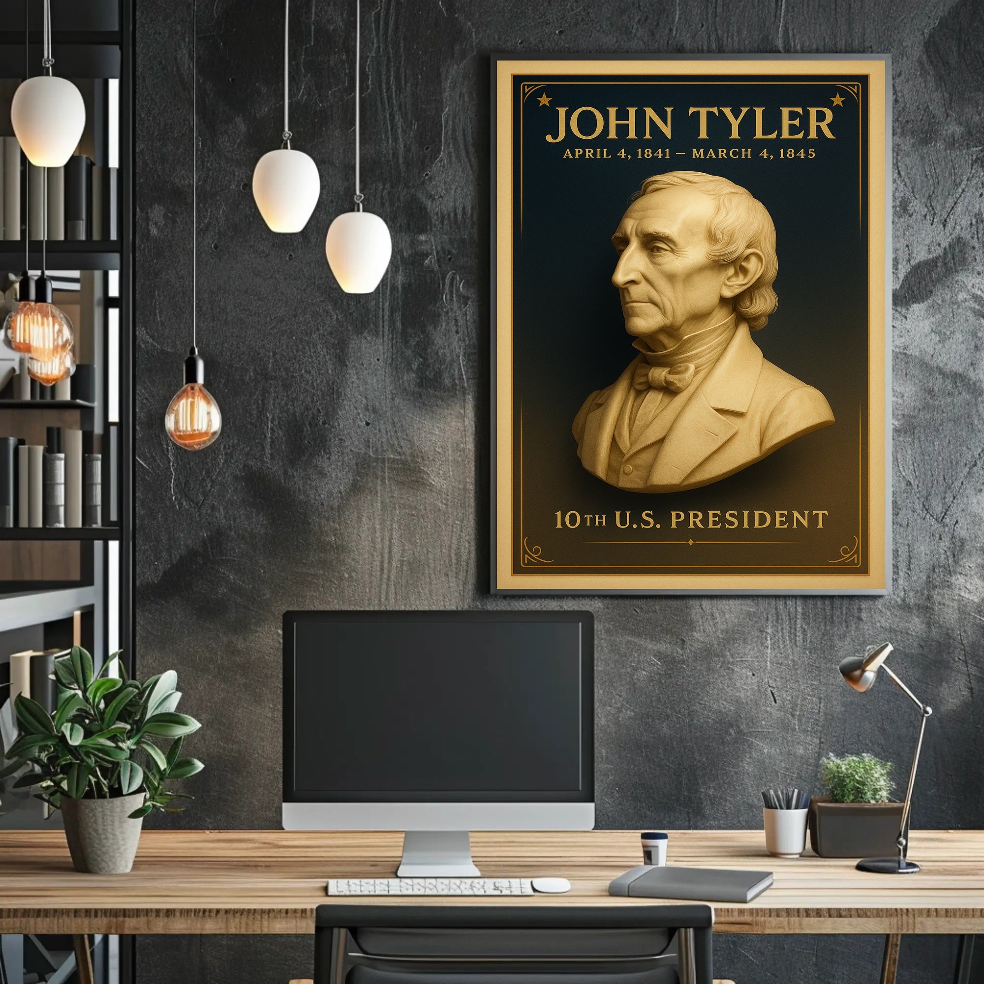 Prestigious Vintage Poster Featuring 10th U.S. President PosterGoat